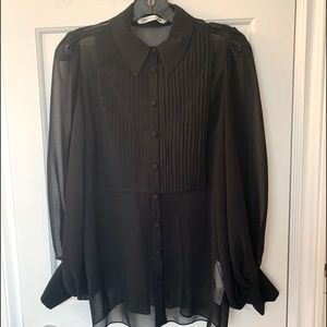 Zara black sheer blouse. Chiffon sleeve.Size small